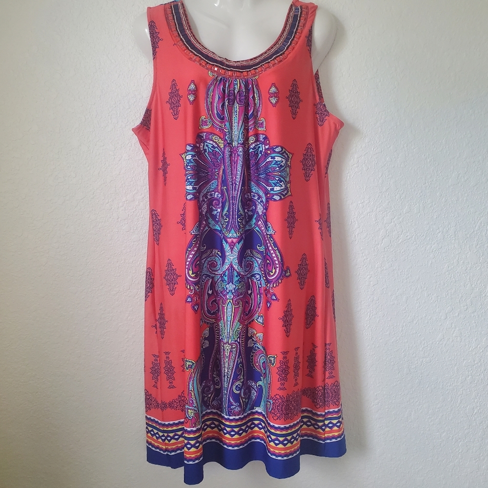 NY Collection Sleeveless Coral Dress XL